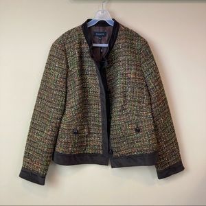 Talbots Collarless Tweed Short Jacket Women’s Size 16